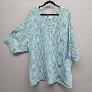 Catherines Shirt Womens 4X Multicolor Metallic Dolman Tunic Top Lightweight